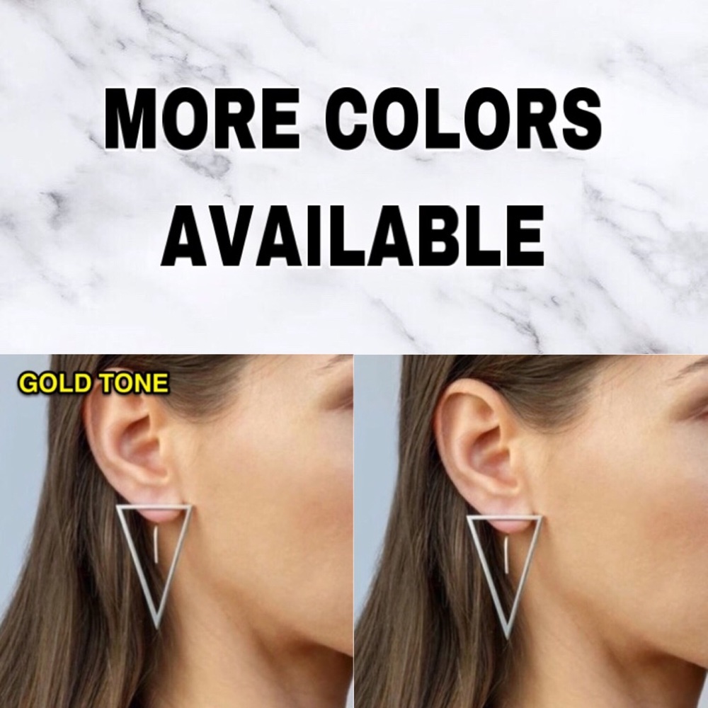 🆑10/$25🆑𝗖𝗟𝗘𝗔𝗥𝗔𝗡𝗖𝗘 Big Silver Triangle Bar Earrings NEW - Picture 4 of 6